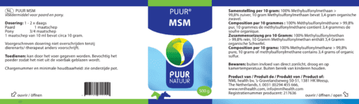 PUUR MSM 500g PP EAN 8718182710502