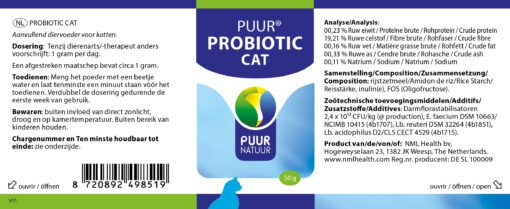 PUUR Probiotica kat etiket