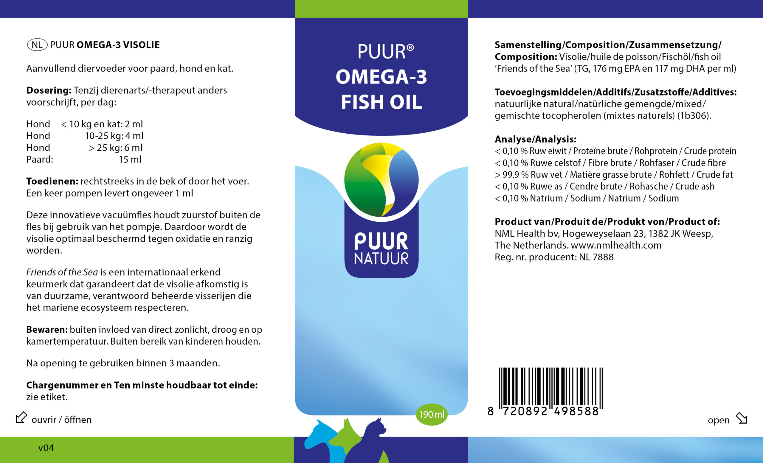 PUUR Omega 3 Fish Oil 190ml etiket